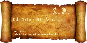 Kübler Milán névjegykártya