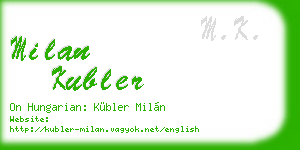 milan kubler business card